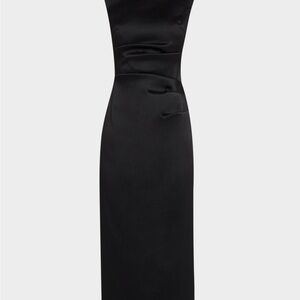 Aidan Mattox Black Satin Midi Dress NWT